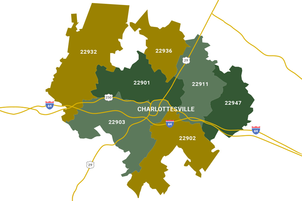 Detailed Charlottesville, VA Zip Code Map informaion of homes for sale ...